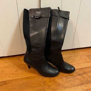 Cole Haan black leather and suede dress boots